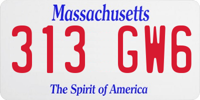 MA license plate 313GW6