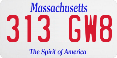 MA license plate 313GW8