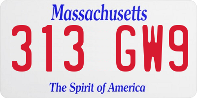 MA license plate 313GW9