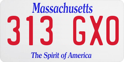 MA license plate 313GX0