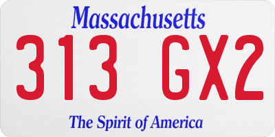 MA license plate 313GX2