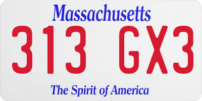 MA license plate 313GX3