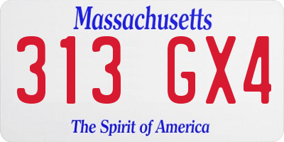 MA license plate 313GX4