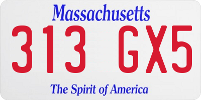 MA license plate 313GX5