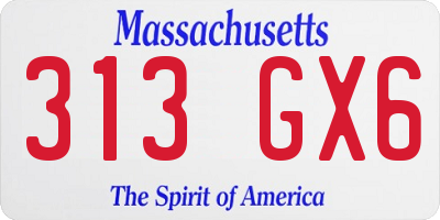 MA license plate 313GX6