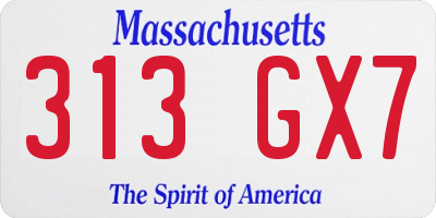 MA license plate 313GX7