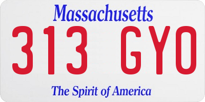 MA license plate 313GY0