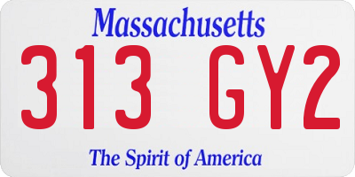 MA license plate 313GY2