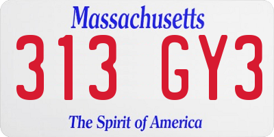 MA license plate 313GY3