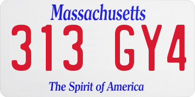 MA license plate 313GY4