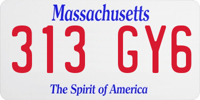 MA license plate 313GY6