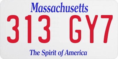 MA license plate 313GY7
