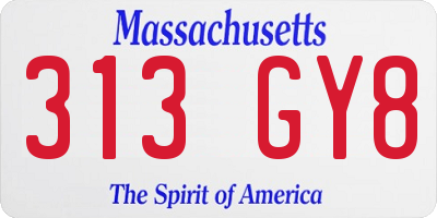 MA license plate 313GY8