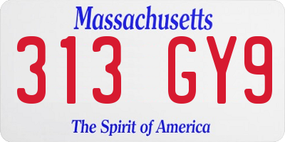 MA license plate 313GY9