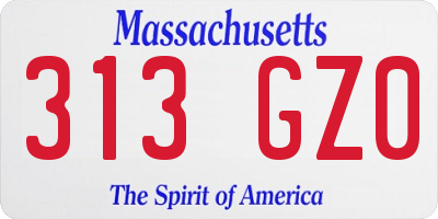 MA license plate 313GZ0