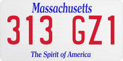 MA license plate 313GZ1