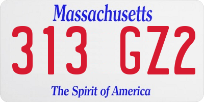 MA license plate 313GZ2