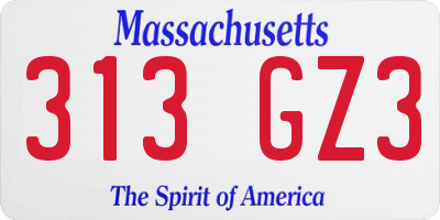 MA license plate 313GZ3