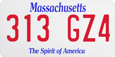 MA license plate 313GZ4