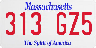 MA license plate 313GZ5