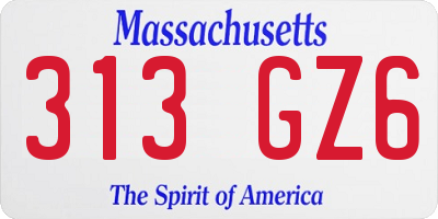MA license plate 313GZ6