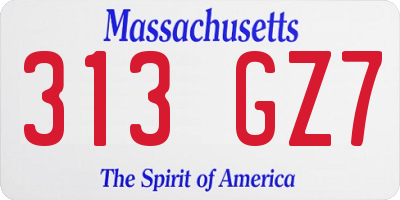 MA license plate 313GZ7