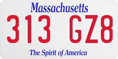 MA license plate 313GZ8
