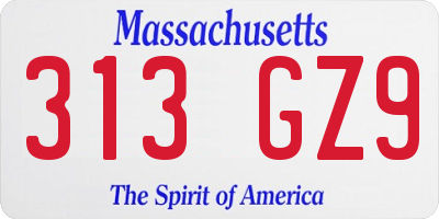 MA license plate 313GZ9