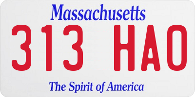 MA license plate 313HA0