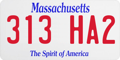MA license plate 313HA2