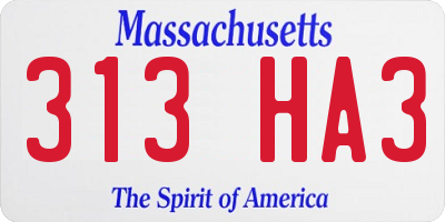 MA license plate 313HA3