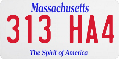 MA license plate 313HA4
