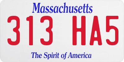 MA license plate 313HA5