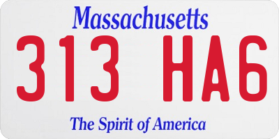 MA license plate 313HA6