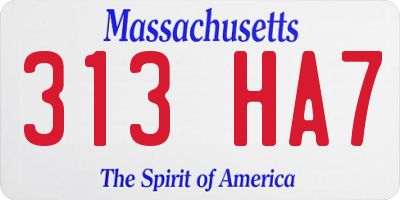 MA license plate 313HA7