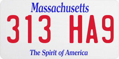 MA license plate 313HA9