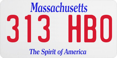 MA license plate 313HB0
