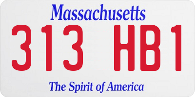MA license plate 313HB1