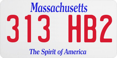 MA license plate 313HB2