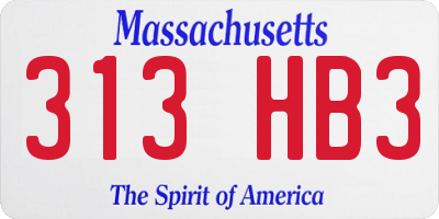 MA license plate 313HB3