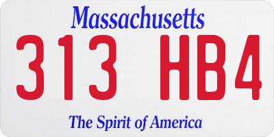 MA license plate 313HB4