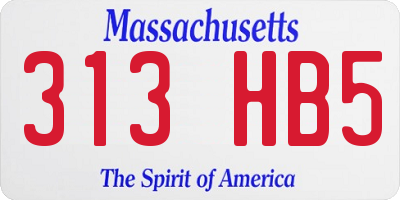 MA license plate 313HB5