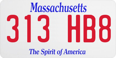 MA license plate 313HB8