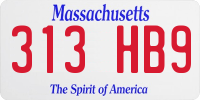 MA license plate 313HB9