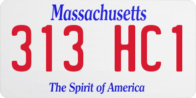 MA license plate 313HC1