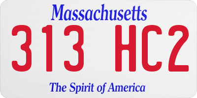 MA license plate 313HC2