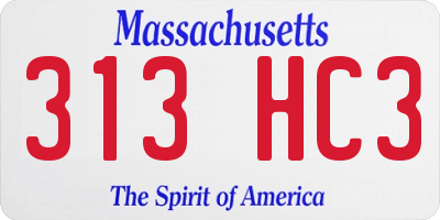MA license plate 313HC3