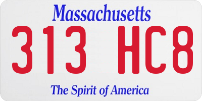 MA license plate 313HC8
