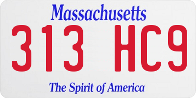 MA license plate 313HC9
