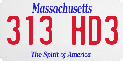 MA license plate 313HD3